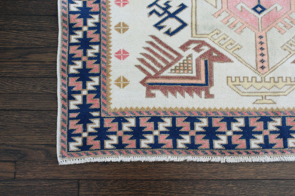 Blue And Pink Patterned Fay + Belle Area Rug Angle 1