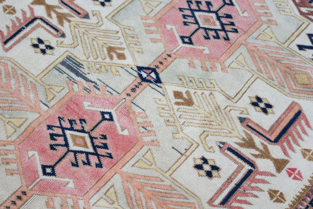Blue And Pink Patterned Fay + Belle Area Rug Angle 2
