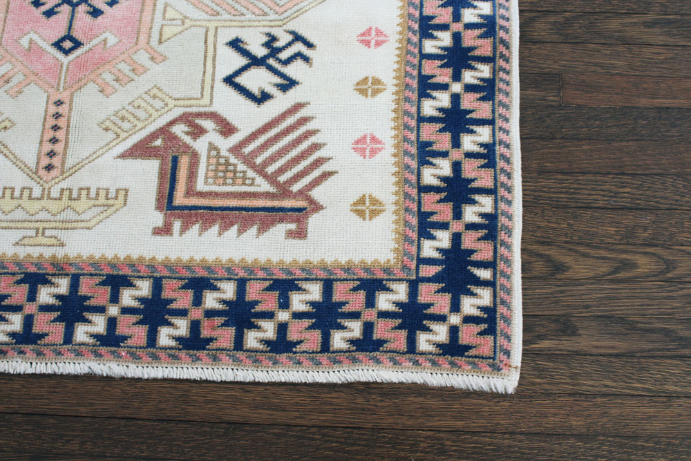 Blue And Pink Patterned Fay + Belle Area Rug Angle 5