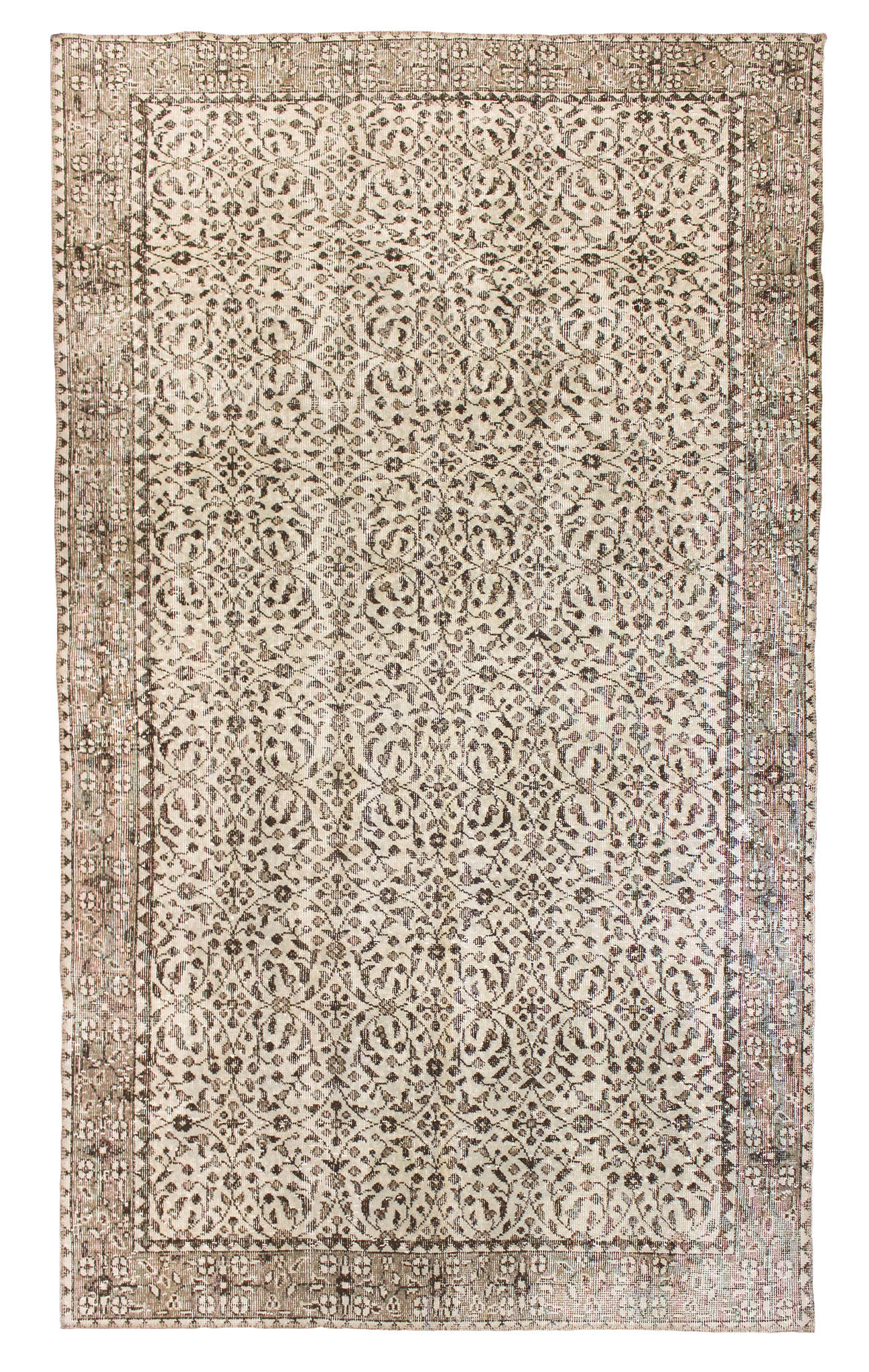 Cream Beige Brown Vintage Turkish Area Rug