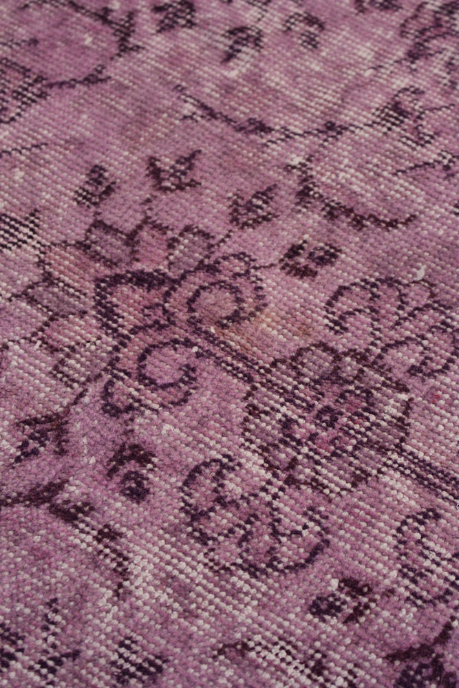 Purple Patterned Vintage Turkish Area Rug Angle 5