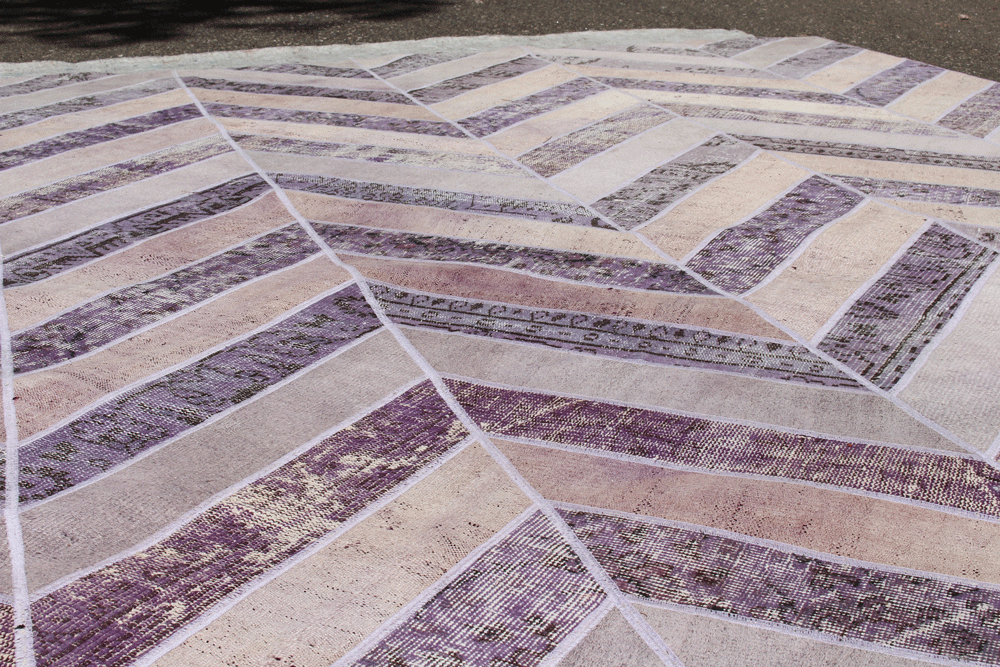 Purple Patterned Chevron Tiled Area Rug2