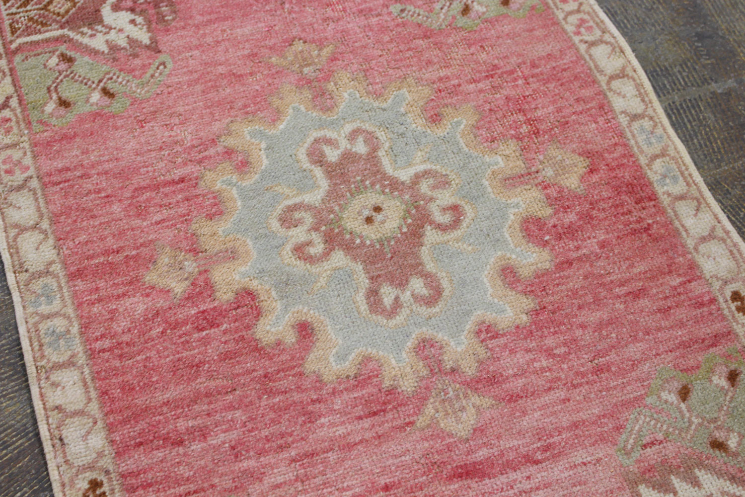 Pink Cream Blue Turkish Vintage Scatter Prayer Rug