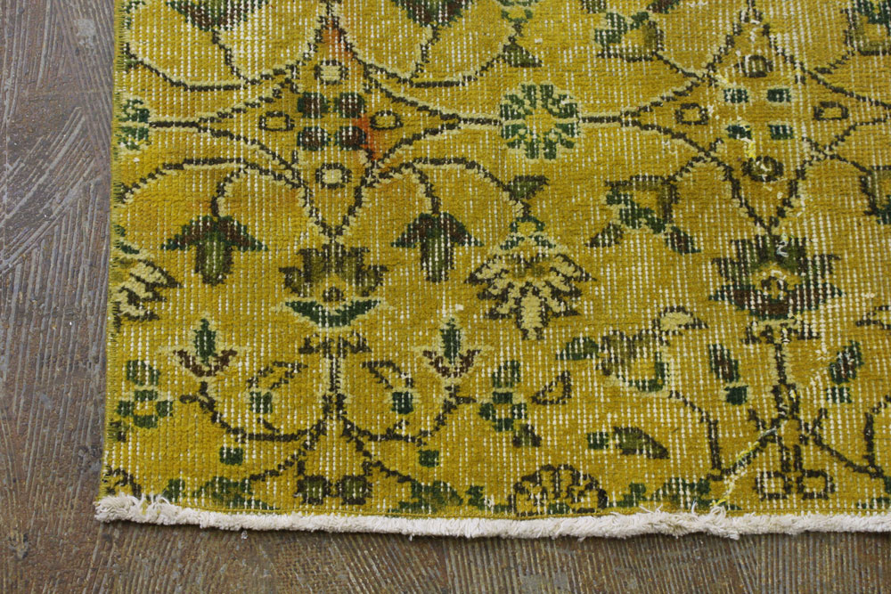 Yellow Patterned Turkish Scatter Rug3