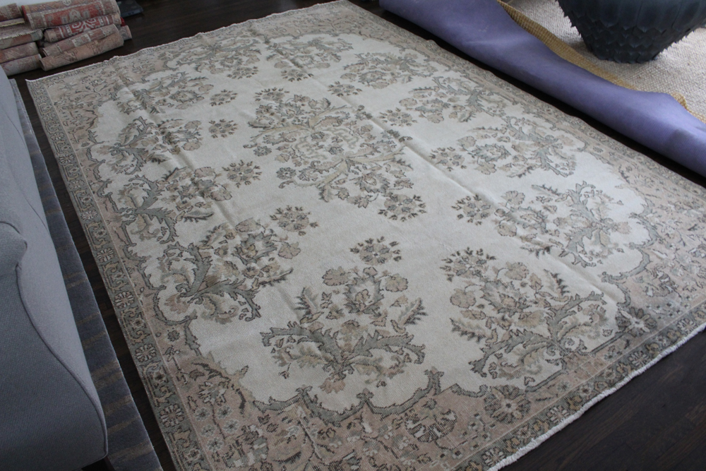 Cream Tan Vintage Turkish Area Full