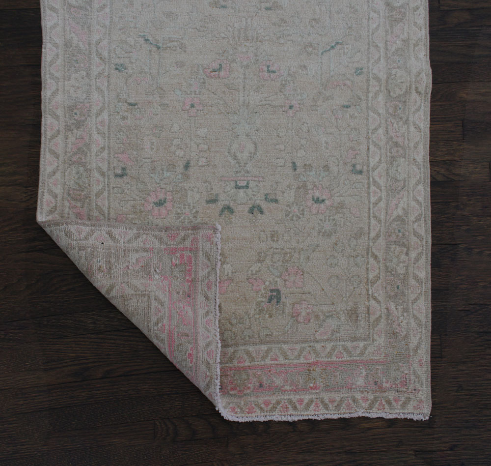 Green Pink Turkish Vintage Runner Folded
