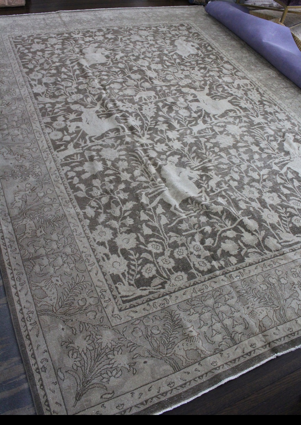 Grey Greige Vintage Turkish Area Rug Full